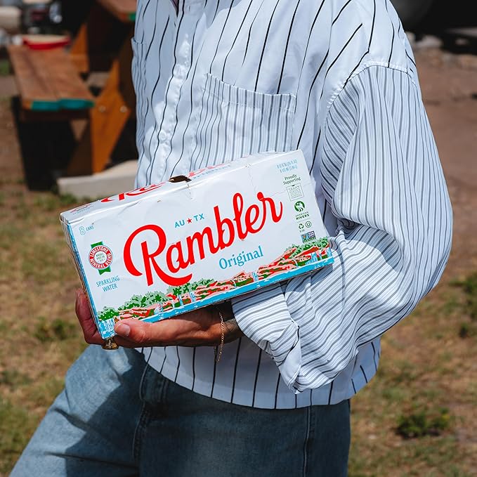 AUTX RAMBLER Sparkling Water, Texas Limestone Mineral Blend, Original Natural Flavor, 12-Ounce Cans, Three 8-Packs (24 Cans)