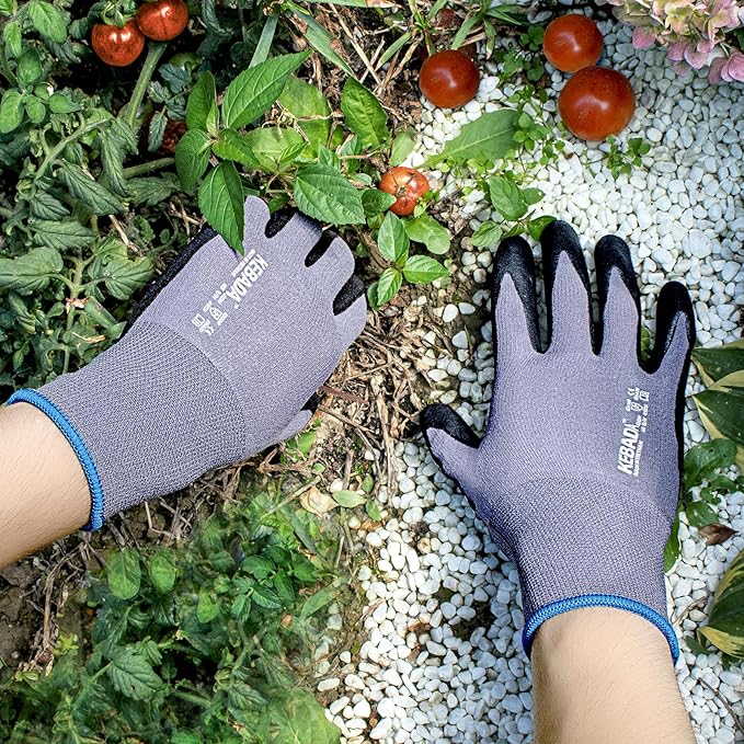 Kebada Work Gloves for Men and Women, Foam Nitrile Coated Safety Gloves with Grip, Ideal for Warehouse Package Handling, Gardening, Mechanic and Construction, Medium
