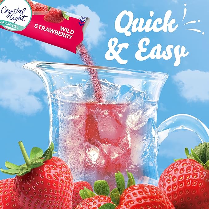 Crystal Light Sugar-Free Energy Wild Strawberry Low Calories Powdered Drink Mix 6 Count Pitcher Packets