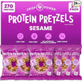 Crisp Power Protein Pretzels, Sesame, High Protein Vegan Keto Snack, 27 G Plant Based Protein, Low Carb Crunchy Pretzel Snacks, No Added Sugar, No Seed Oils, 1.75 oz Bags, 24 Pack