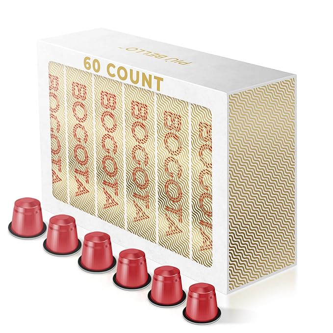 Piu Bello Bogota Espresso Coffee Pods for Nespresso Original Machines – Compatible Capsules Pack – Rich & Balanced Taste – Strong Italian Espresso Flavor – Kosher Certified (60 Count, Single Flavor)