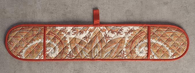 Maison d' Hermine Double Oven Mitts 100% Cotton 7"x35" Double Oven Mitt Heat Resistant BBQ Cooking Gloves with Loop, Baking, Grilling, Home, Kitchen, Handling Hot Pans (Kashmir Paisley)