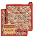 Maison d' Hermine Pot Holders Set 100% Cotton Heat Resistant Potholders 8" x 8" Hot Pads with Loop BBQ, Cooking, Baking, Grilling, Kitchen, Handling Hot Pans (Pack of 2, Kashmir Paisley)