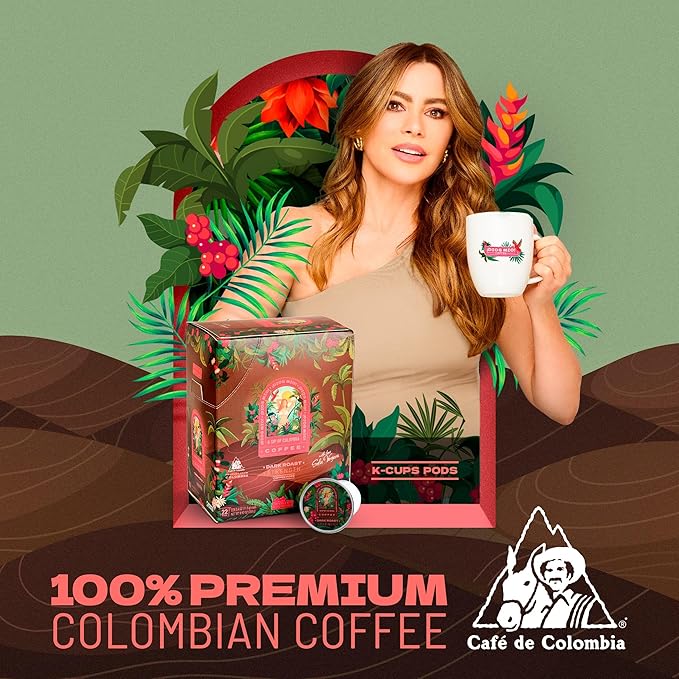 Dios Mio Coffee by Sofia Vergara, Dark Roast, K-Cup Pods, 44 Count (2 Boxes of 22 K-Cup Pods)