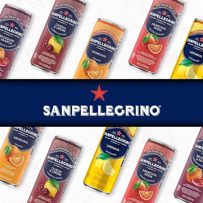 Sanpellegrino Italian Sparkling Drink Aranciata Rossa, Sparkling Orange And Blood Orange Beverage, 24 Pack Of Cans