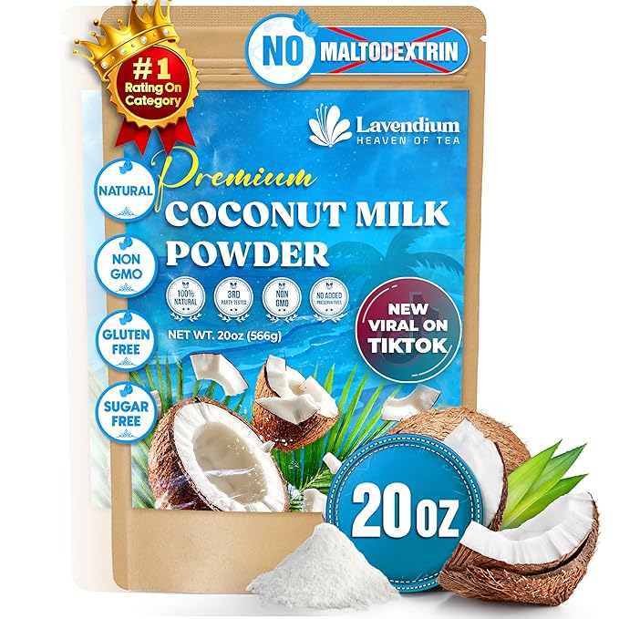 20oz (1.25 lbs) Coconut Milk Powder, 100% Natural, Unsweetened, Perfect for Cake, Coffee, Tea, Creamer Alternative, No Additives, No Gluten, Vegetarian