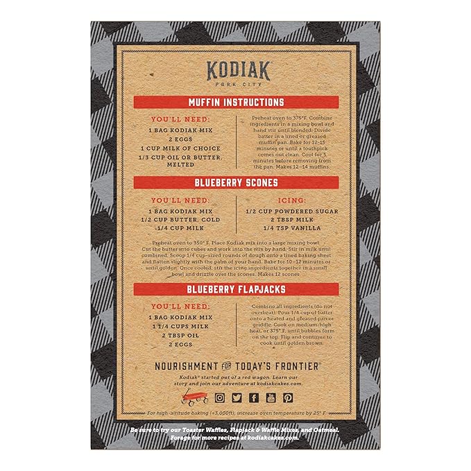 Kodiak Cakes Muffin Mix, Blueberry, 14 Ounce, Pack of 6