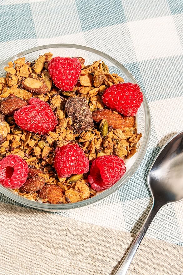 The Hampton Grocer Almond Butter & Chocolate Chunk Granola, 3 pack - Gluten-Free, Dairy-Free, Organic Oats & Pumpkin Seeds, Sweetened with Maple Syrup - Low Sugar, Crunchy, Small-Batch, 8oz
