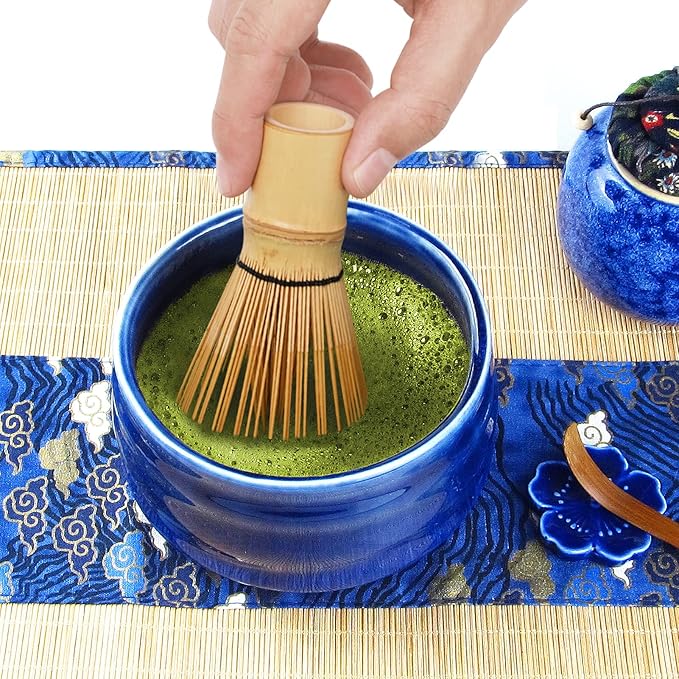 Artcome 12Pcs Japanese Matcha Tea Set - Bowl, Bamboo Whisk, Holder, Brush and Screen - Handmade Ceremony Kit for Traditional Tea Ceremony