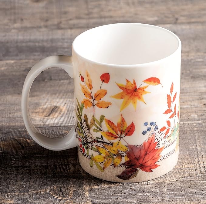 Maison d' Hermine Coffee Mug with Handles Fine Bone China Mugs Pack of One Tea Cups for Hot Beverages Cappuccino Latte Home Restaurant Office Perfect for Gift (Amarante - Charmille, 12 Ounce)