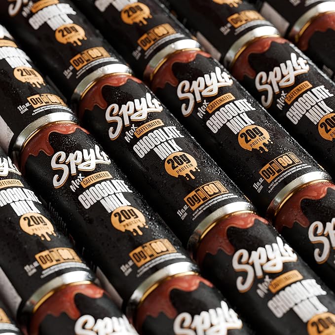Spylt High Protein Max Chocolate Milk with 140mg Caffeine & 20g Protein - 90 Calories, Ready to Drink, Sugar Free, Lactose Free Milk, Perfect for Workout Recovery & Afternoon Pick Me Up - 12 Count