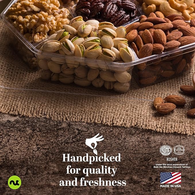 NUT CRAVINGS - Thanksgiving Mixed Nuts Gift Basket in Black Gold Box (7 Assortments, 2 LB) Holiday Xmas Christmas Food Arrangement, Healthy Snack Care Package, Food Assortments