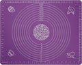 Silicone Baking Mat for Rolling Pastry Dough with Measurements, 19.7" x 15.7" BPA Free Non stick and Non Slip Purple Table Sheet Baking Supplies for Bake Pizza Cake