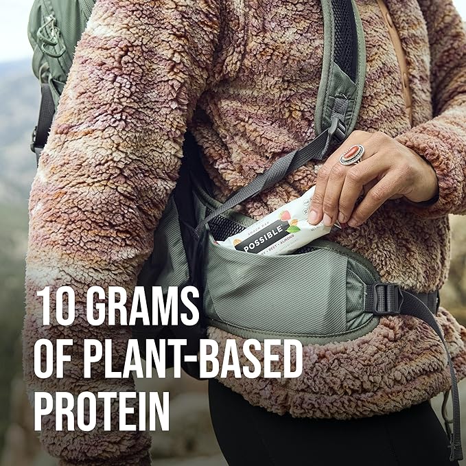 POSSIBLE Snack Bar - Organic Energy Bars with 10g of Plant-Based Protein - Vegan, Gluten-Free, Non-Dairy, USDA Organic - Healthy Fats - Clean Label - 1 Box, 12 Servings - Strawberry Beet Almond