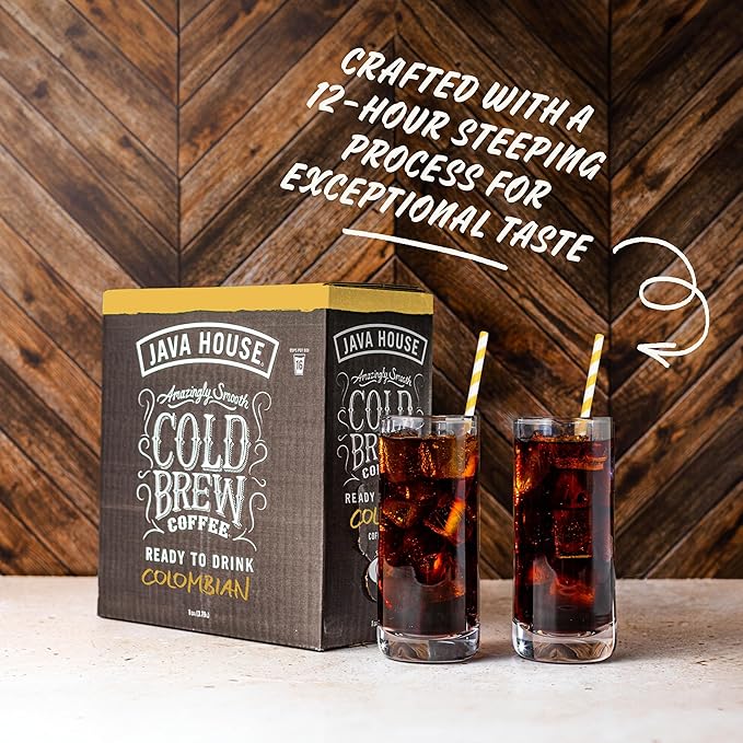 Java House Cold Brew Coffee on Tap – Premium 100% Arabica Medium Roast – Smooth Colombian Flavor with Chocolate & Caramel Notes – 1 Gallon Box (16 Servings) – Ready to Drink, No Brewing Required, Fridge-Friendly