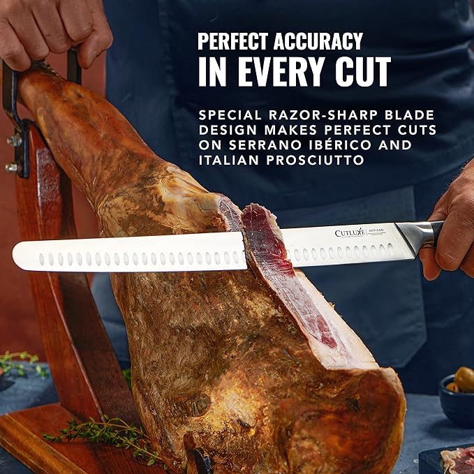 Cutluxe Extra-Long 14" Slicing Carving Knife – Brisket Knife, Razor Sharp Meat and BBQ Knіfe – High Carbon German Steel – Full Tang & Ergonomic Handle Design – Artisan Series