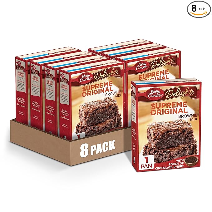 Betty Crocker Delights Supreme Original Brownie Mix, 16 oz. (Pack of 8)