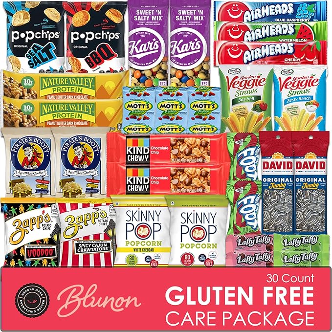 Gluten Free Snacks Variety Pack - Healthy Snack Box Care Package - Bulk Assortment (30 Count)