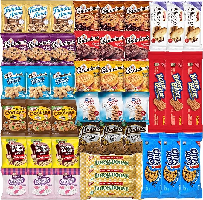 Cookies Individually Wrapped Variety Pack - Cookies Bulk Assortment Care Package Sampler Gift Box (45 Count)