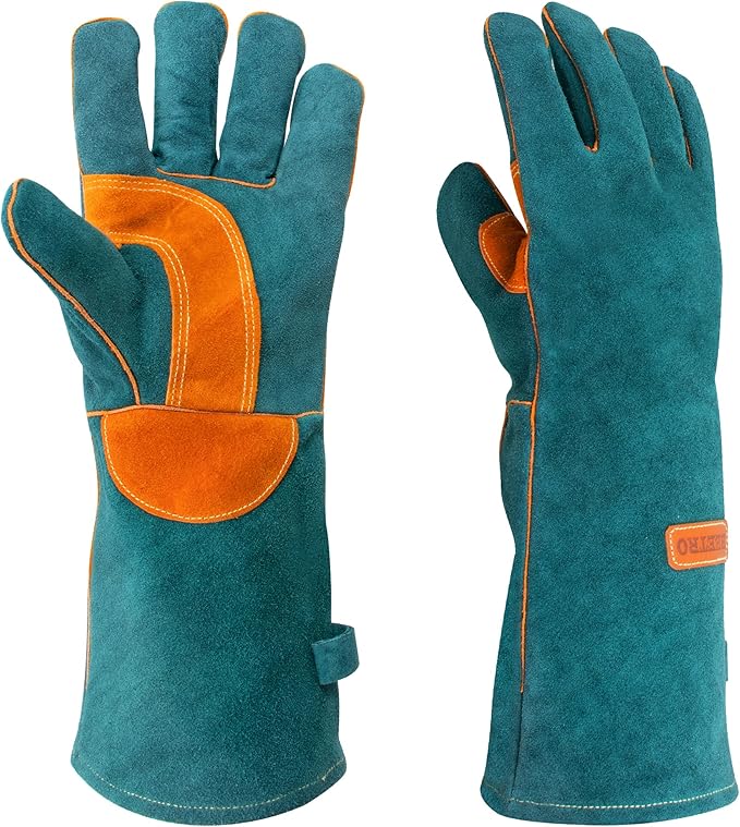 BEETRO 932℉ Heat Resistant Forge/Mig/Stick Welding Gloves for Oven/Grill/Fireplace/Furnace/Stove/Pot Holder/Wood Burner