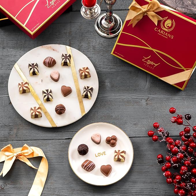 CARIANS Chocolatier Assorted Gourmet Chocolate Gift Box, Dark, Milk, White Chocolates Truffles, Treats for Thank you, Anniversary, Christmas, Thanksgiving