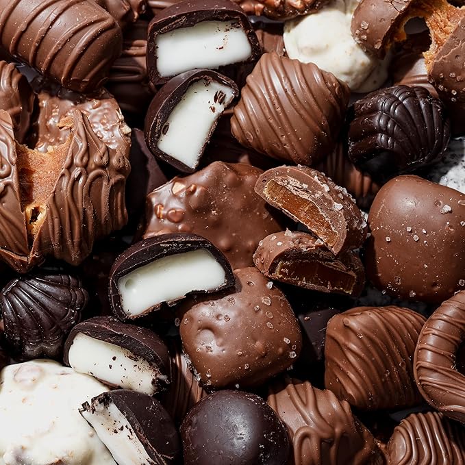 Chocolate Gift Basket, Gourmet Snack Food Box in Keepsake Tin, 2+ lbs of Chocolate, Great for Birthday, Sympathy, Family Parties & Get Well - Bonnie & Pop