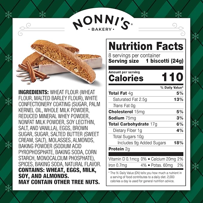 Nonni's Gingerbread Biscotti Holiday Cookies - 3 Boxes Gingerbread Cookies - Gingerbread Christmas Cookies w/Almonds & White Icing - Biscotti Individually Wrapped Cookies - Italian Cookies - 6.88 oz