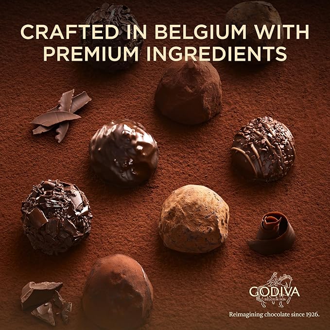 Godiva Dark Chocolate Truffle Gift Box, Belgian Dark Chocolates with Ganache Center, Gourmet Gift for Birthdays, Holidays, Non-GMO & Kosher, 15 Pc