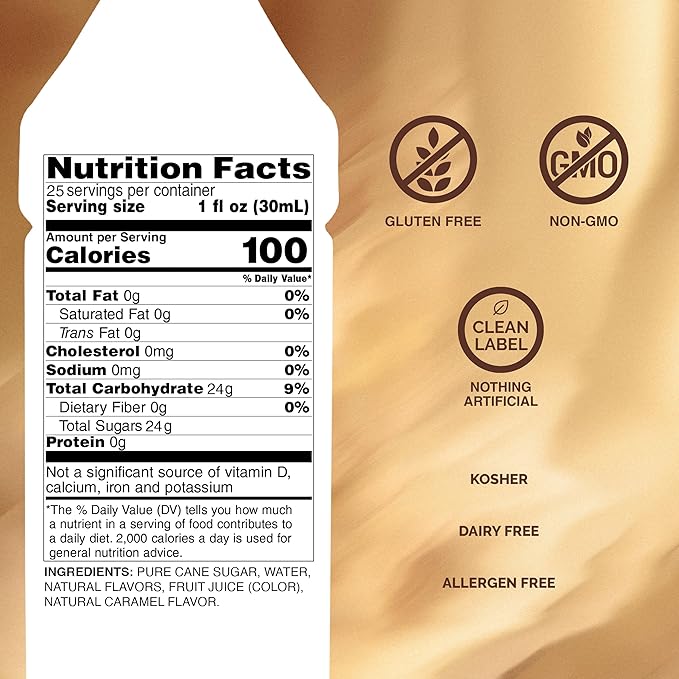 Monin - Caramel Syrup, Rich and Buttery, Great for Desserts, Coffee, and Cocktails, Gluten-Free, Non-GMO (750 ml)