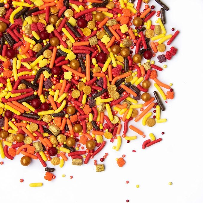 Sweets Indeed Thankful Fall Sprinklefetti Mix – 4 oz Jar | Autumn Sprinkles with Jimmies, Nonpareils, Leaf Quins & Sugar Pearls | Thanksgiving Cupcake & Cookie Decorations