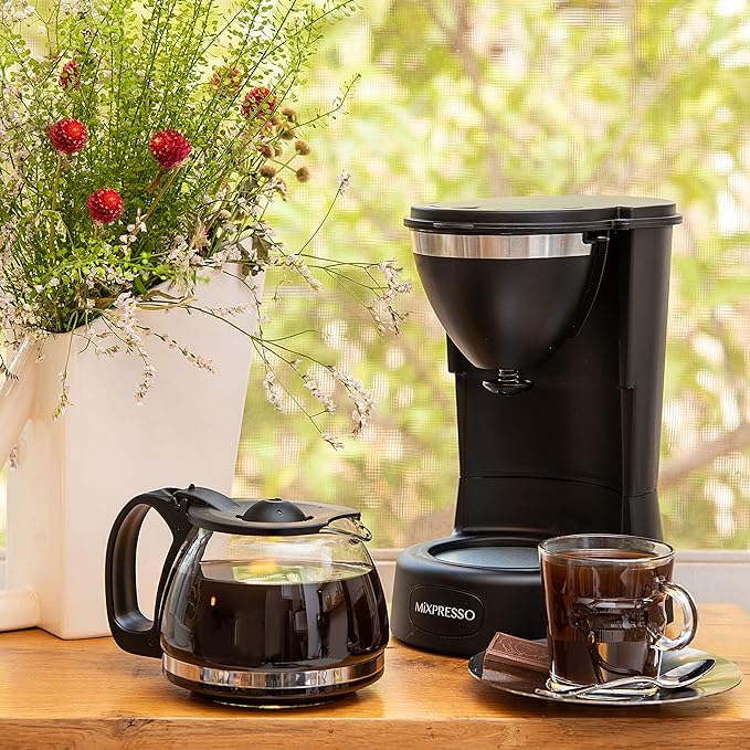 Drip Coffee Maker by Mixpresso Coffee (6 Cups), Black