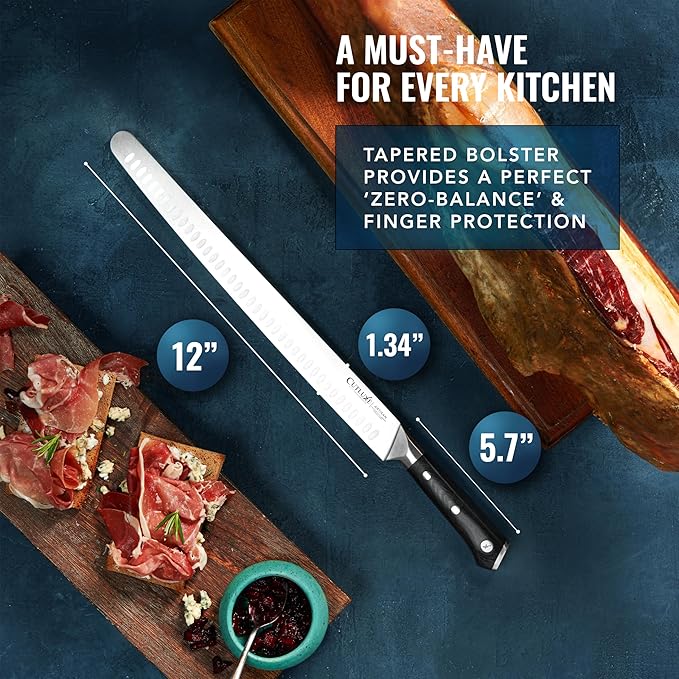 Cutluxe Extra-Long 14" Slicing Carving Knife – Brisket Knife, Razor Sharp Meat and BBQ Knіfe – High Carbon German Steel – Full Tang & Ergonomic Handle Design – Artisan Series