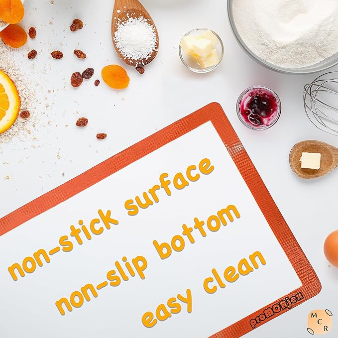 Silicone Baking Mats Full Sheet Non-Stick Cookie Sheet Large Silicon Baking Mat Set (16"x 24" Pack of 2)