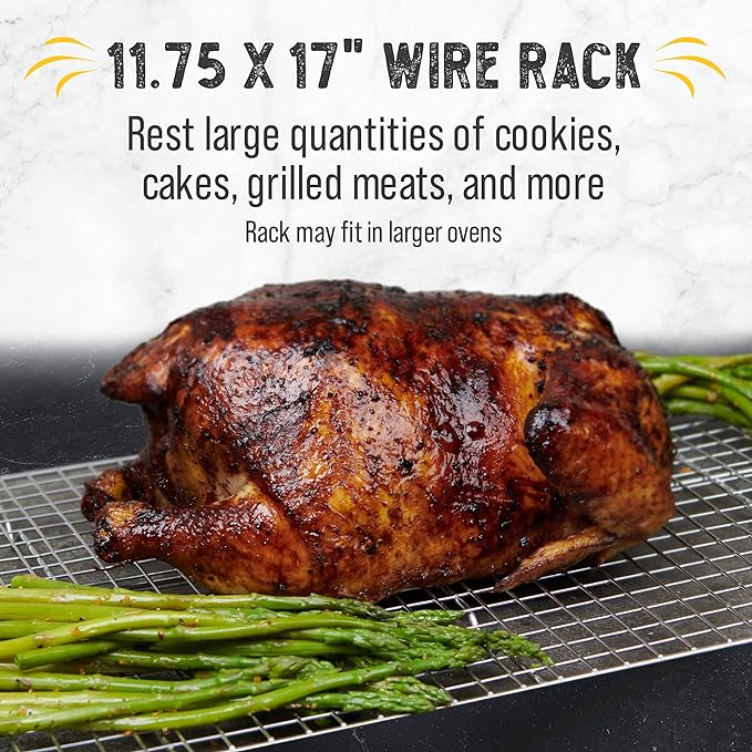 Checkered Chef Cooling Rack for Cooking and Baking - 11 ¾" x 17 Set of 2 Stainless Steel, Oven Safe Grid Wire Cookie Cooling Racks