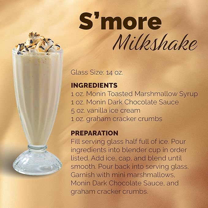 Monin - Toasted Marshmallow Syrup, Flavor of Campfire Treats, Natural Flavors, Great for Mochas, Shakes, Cocoas and Cocktails, Non-GMO, Gluten-Free (750 ml)
