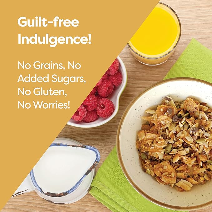 Kiss My Keto Sugar Free Granola, Peanut Butter Chocolate 1-Pack – Curb Cravings with Few Net Carbs – Allulose Sweetened, Resealable & Gluten-Free Crunchy Clusters – Grain Free Granola Great With Yogurt or Milk