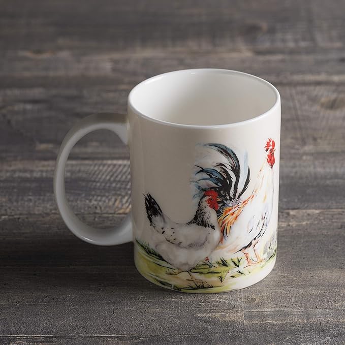 Maison d' Hermine Coffee Mug with Handles Fine Bone China Mugs Pack of One Tea Cups for Hot Beverages Cappuccino Latte Home Restaurant Office Perfect for Gift (Campagne - Basse Cour, 12 Ounce)