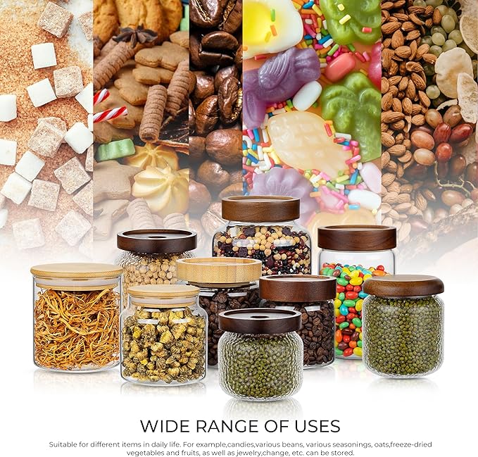 1PC Glass Storage Jars with Airtight Lids, 45 fl oz (1400ml) coffee container with Wooden Lid, Glass Pantry Canister for Beans, Rice, Sugar and etc