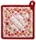 Maison d' Hermine Pot Holders 100% Cotton Heat Resistant Potholders 8" x 8" Hot Pads with Loop BBQ, Cooking, Baking, Grilling, Kitchen, Handling Hot Pans (Pack of 1, Crystal Star)