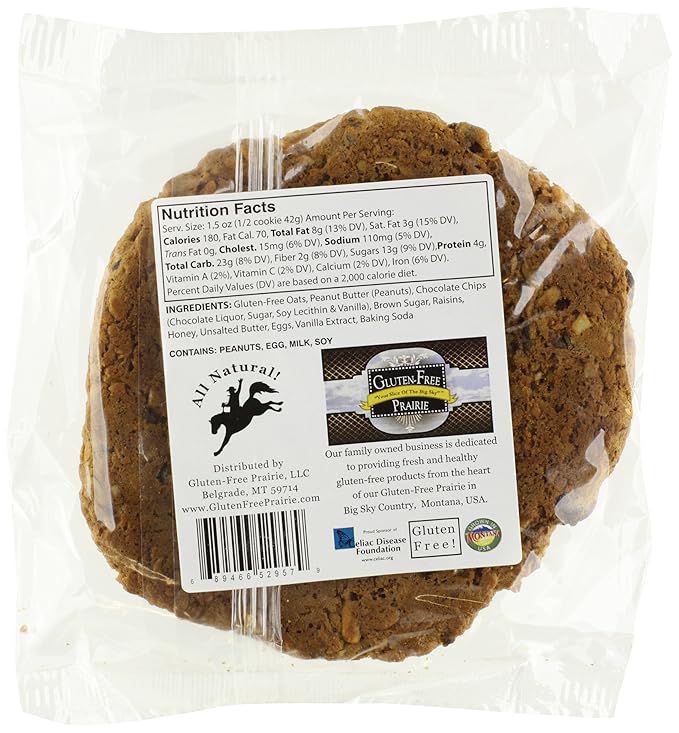 Gluten-Free Prairie Hunger Buster Cookie, Certified Gluten Free Purity Protocol, 3 Ounces (Pack of 12)