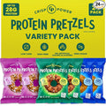 Crisp Power Protein Pretzels, Variety Pack With Sea Salt, Sesame, & Everything, Vegan Keto Snack, Plant Based Protein, Low Carb Crunchy Pretzel Snacks, No Added Sugar, No Seed Oils, 1.75 Oz Bags, 24 Pack