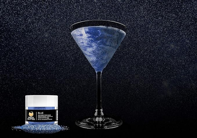 Blue BREW GLITTER Edible Glitter For Drinks, Cocktails, Beer, Garnish Glitter & Beverages | KOSHER & HALAL Certified | 100% Edible & Food Grade | Vegan, Gluten, Nut Free (50g, Blue)