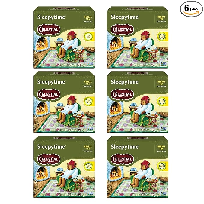 Celestial Seasonings Sleepytime Herbal Tea, Caffeine Free, 40 Tea Bags Box (Pack of 6)