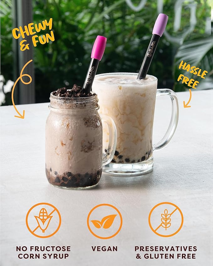 BOBA FIDE Instant Brown Sugar Boba Tapioca Pearls Bulk, 60 Packets of Black Tapioca Pearls in Brown Sugar Syrup for Boba Bubble Milk Tea Kit, Ready in 25 Sec, No Preservatives, Gluten, or Corn Syrup