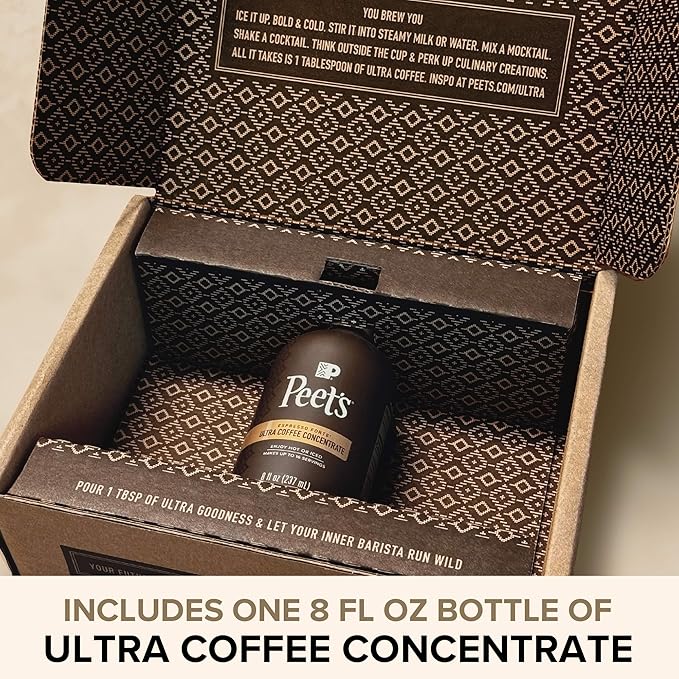 Peet's Coffee, Ultra Coffee Concentrate, Instant Hot, Cold Brew, or Iced Coffee - Espresso Forte, 8 Fluid Ounce Bottle (16 Servings)