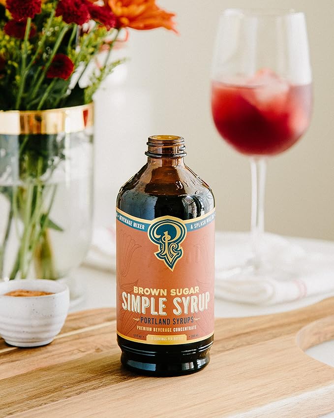 Portland Syrups Brown Sugar Simple Syrup - Drink Mix for Crafting Cocktails, Sugar Syrup for Drinks, Simple Syrup for Coffee, Mocktails, Baking, 12 oz, Pack of 2