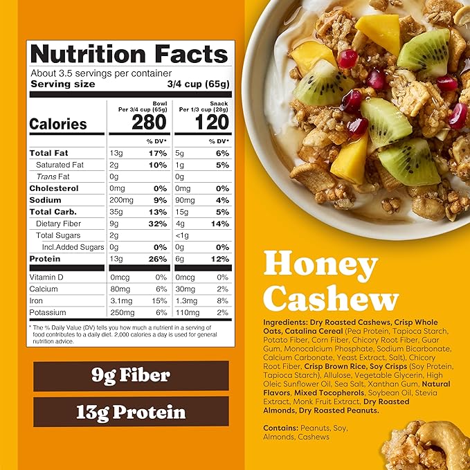 Catalina Crunch Protein Granola - Low Sugar Breakfast Cereal with 13g of Protein - Gluten Free, Keto Friendly - Variety Pack - 8 oz. Bag (Pack of 3)