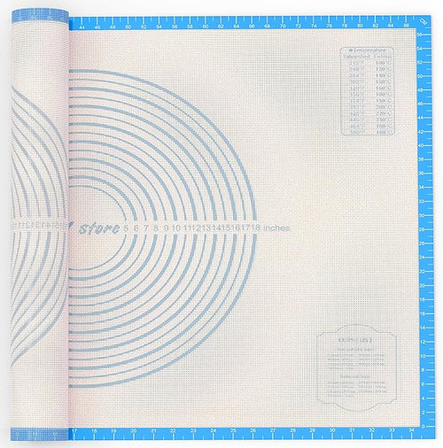 36 * 24 inches Blue, Non-Slip Silicone Baking Sheets - Baking Mat with 0.7mm Thickness - Non-Stick Pastry & Cookie Mat for Kitchen Counter for Rolling Out Dough with Measurements.