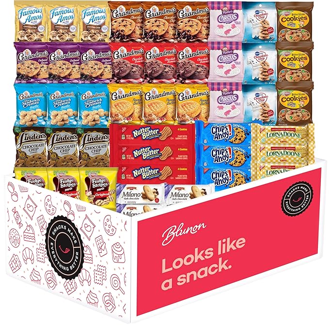 Cookies Individually Wrapped Variety Pack - Cookies Bulk Assortment Care Package Sampler Gift Box (45 Count)