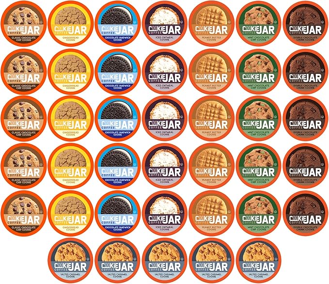 Cookie Jar Assorted Flavored Coffee Pods for Keurig K Cup Brewers, 40 Count Variety Pack – Flavored Coffee Sampler with Multiple Delicious Options